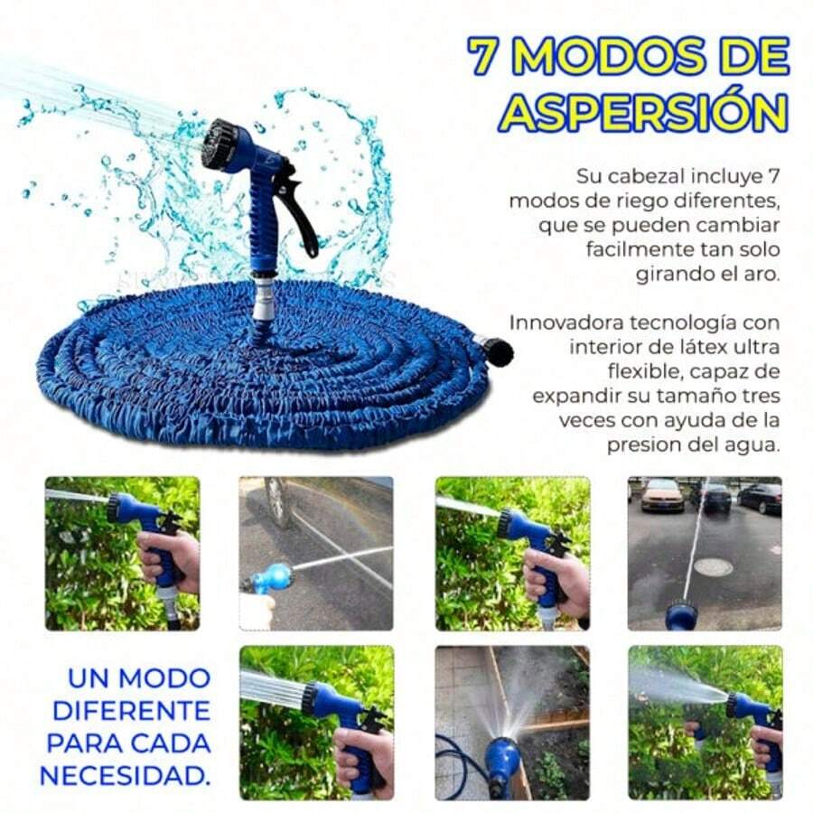 Manguera Flexible Expandible 6.5 Metros Con Pistola Ligera Cómodo-7 MODOS DE ASPERSIÓN-Envío local - Azul - Ver 1