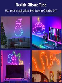 1m/2m/3 Meters/4m/5m Flexible LED Neon Light, With 44-Key Remote Control, USB Power Switch Dimmable, Suitable For Bedroom, Living Room, Display Cabinet, Bathroom Mirror Backlight, Home Decor And Party Atmosphere - Colored Light - View 8