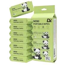 DX DINGXIAN 2 Packs,128 Pcs In Total Mini Portable Wipes -Surface Cleaning Wipes For Face & Body, Gentle Sensitive Skin, Travel-Sized Wipes For Period Essentials, Travel Essentials, Camping, Gym, Office & Daily On-The-Go Care | Disposable Panda Design Wet Wipes, Multi-Purpose Cleaning Supplies - 綠色 - 查看 1