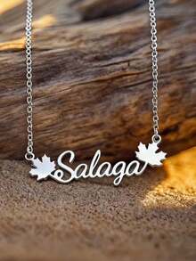 Customized 18K Gold Foil Leaf Pendant Necklace, Personalized Name Necklace, Stainless Steel Jewelry, Birthday, Summer Holiday Gift - Type 1 - View 6