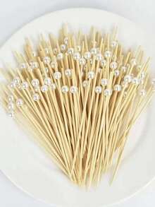 1-100根 4.7英寸白色珍珠竹签，适用于开胃菜、水果、纸杯蛋糕、肉类拼盘、饮料装饰、圣诞节、生日派对装饰、婚礼、自助餐装饰 - 彩色 - 查看 7