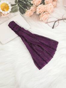 1条蕾丝发带，弹性防滑发箍，时尚女士发饰，多功能发带，可遮盖白发和碎发，化妆配饰，女士头巾SPA发带 - 彩色 - 查看 14