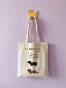 Joivida Bộ 3 túi tote in hình chó Dachshund dễ thương, túi đeo vai cỡ lớn tiện dụng, túi mua sắm hàng ngày, túi đựng đồ đa năng, túi xách du lịch nhẹ, quà tặng ý nghĩa, quà lưu niệm du lịch, túi du lịch thiết yếu, phù hợp cho đi làm, đi học, du lịch, dã ngoại, cắm trại, hoạt động ngoài trời và nhiều hơn nữa, túi Dachshund, quà Giáng sinh sáng tạo. - Màu be - Xem 4