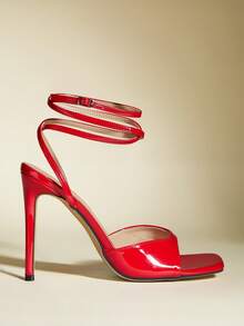Women's Pointed Toe Strappy High Heel Sandals, Sexy & Fashionable, Suitable For Party Outfits - Red - View 7