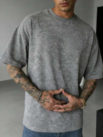 Camiseta de manga corta de cuello redondo con estampado tie-dye de moda de verano para hombres, adecuada para uso diario