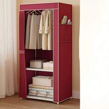 Tủ quần áo nhiều tầng kiểu tối giản, phù hợp cho lối vào nhà, ký túc xá và nhà cho thuê, có móc treo bằng kim loại, dung tích lớn, nhiều ngăn chứa đồ, bao gồm khu vực treo quần áo, vải chống bụi, dễ lắp ráp, nhiều ngăn chứa đồ, ngăn dưới có thể đựng giày, phù hợp cho nhà cho thuê. - Nhiều màu - Xem 3