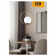 OISE ART STORE Lampadario A Sospensione Minimalista Lampada Metallo Bronzo Con Sfera Vetro G9 A97 - - Multicolore - Visualizzare 2