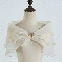 1pc Bridal Shawl Veil, Thin Wedding Shawl, One Shoulder Bridal Shawl, Suitable For Wedding Gown, Evening Dress, Cardigan - Multicolor - View 14