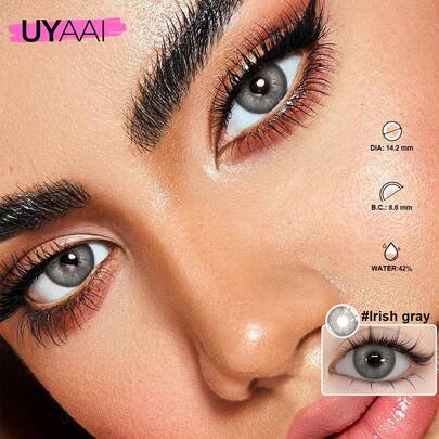  1 Pair UYAAI Disposable Colored Contact Lenses For Women, 1 Year Replacement