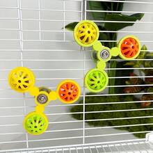 360°旋转鸟玩具，带铃铛和咀嚼球，互动笼内配件，适用于鹦鹉、玄凤鹦鹉、爱情鸟，可缓解无聊并提供精神刺激，配有金属螺丝。 - 彩色 - 查看 8