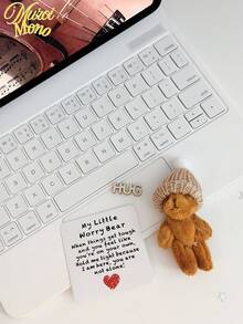 1 Set Mini Plush Teddy Bear Hug Gift Bag With Encouragement Card, Cute Brown And Pink Teddy Bears In Box, Perfect Thoughtful Birthday And Holiday Gift For Loved Ones, Romantic Gift For Partner - Beige - View 6