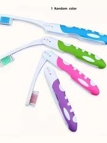 1/4 支装旅行牙刷，可折叠设计，中等刷毛，适合露营、情侣、旅行和商务出行 - 彩色 - 查看 11