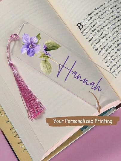 Customized Birthday Flower Bookmark, Personalized Flower Bookmark For Women, Acrylic Bookmark Gift, Tassel Elegant Bookmark, Decorative Multi-Functional Reusable Colorful Retro Cute Cartoon Modern Cute Customized Personalized Unique Custom Sticker, Suitable For Him/Her, Boyfriend, Girlfriend, Family, Friends, Kids, Middle School Students, Ideal Gift