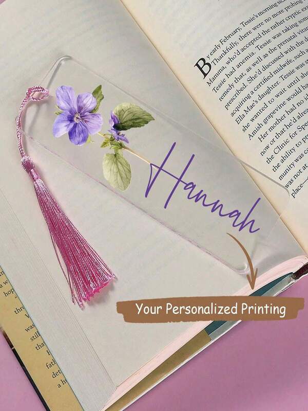 Customized Birthday Flower Bookmark, Personalized Flower Bookmark For Women, Acrylic Bookmark Gift, Tassel Elegant Bookmark, Decorative Multi-Functional Reusable Colorful Retro Cute Cartoon Modern Cute Customized Personalized Unique Custom Sticker, Suitable For Him/Her, Boyfriend, Girlfriend, Family, Friends, Kids, Middle School Students, Ideal Gift