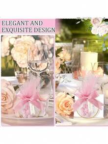 40/4 قطعة هدايا صغيرة للزفاف، أكياس هدايا شفافة باللون الأبيض/الوردي لمعطيات الزفاف، الحلوى، البسكويت، حفلات المناسبات، ديكور مركزي على الطاولة، مناسبة للأعراس وأحتفالات الزفاف والحفلات المتخصصة - متعدد الألوان - مشاهدة 8