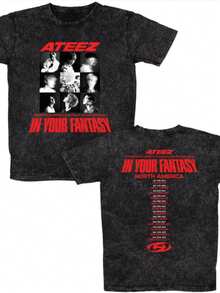 Ateezs 2025 World Tour In Your Fantasy Mineral T-Shirt, Ateezs Lemon Drop, Ateezs World Tour In US Shirt, ATEEZS Golden Hour Part 3, Ateezs Merch - 黑色 - 查看 1
