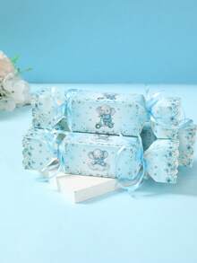 6个蓝色小象礼盒，蓝色小象主题派对糖果盒，蓝色小象一周岁生日礼盒，婴儿派对装饰，性别揭晓派对装饰，婚礼回礼盒，蓝色小象派对装饰，桌面装饰，蓝色小象一周岁生日派对用品，生日礼盒 - 藍色小象 - 查看 3