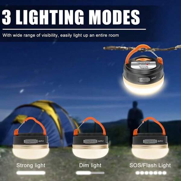 5800 Lumen Outdoor Solar Rechargeable LED Camping Lantern, Multi-Function Portable Telescopic Lamp