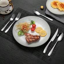 5pcs/30pcs Stainless Steel Diamond Shaped Flatware Set - Dishwasher , Suitable For Home, Kitchen, Restaurant, Hotel, Party, New Year, Gift, Valentine's Day, Wedding - - - View 5