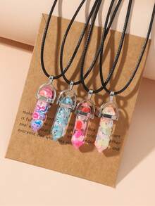 4pcs Stone Decor Necklace - Multicolor - View 14