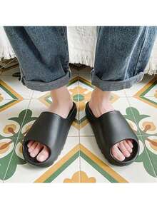 2026 New Men's House Slippers, Summer Indoor Home Bathroom Shower Anti-Slip Thick Bottom Thick Sole Sandals - Black - View 2