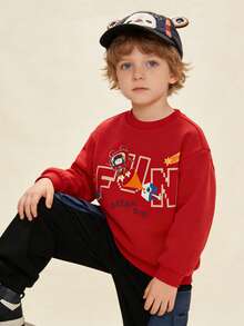 Balabala Sudadera estampada para niño, jersey informal y suave para primavera - Rojo - Ver 4