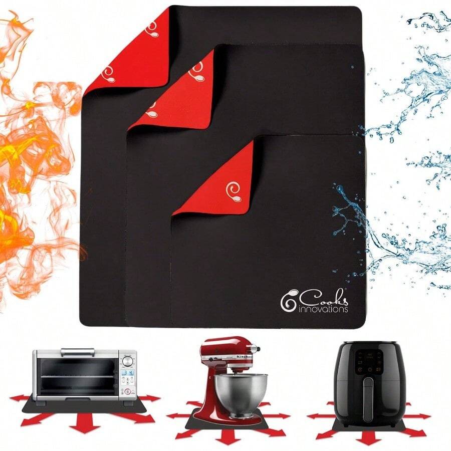 Cooks Innovations: Original 3 Pack Kitchen Countertop Appliance Sliders Mat - Scratch Protecting And Heat Resistant Easy Moving Slider Mats For Countertop Appliances - Coffee Maker Air Fryer Blender - Charcoal - View 1