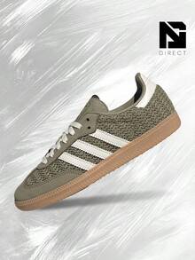 Adidas Samba OG Crochet Pack Orbit Green (Women's)– Women's Lifestyle Sneakers – Shoes For Woman -Vintage - Autumn & Winter & Spring & Summer-Inspired Running Shoes, Shock-Absorbing Comfort, Gym To Streetwear Casual Wear -Back To School- Valentine's Day Gift –JR9447 - Orbit Green/Cream White/Gum - 查看 1