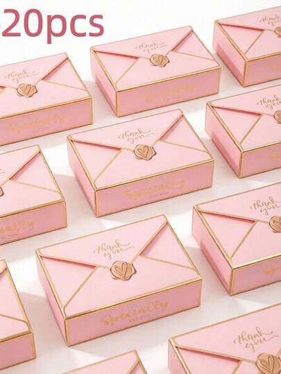 20pcs Pink Paper Gift Boxes, Classic Envelop Gift Boxes For Wedding Favors, Birthday Party Gift Packaging Box, Elegant Party Gift Bags, Bridal Shower Party Favors Box, Babe Shower Thank You Gift Box, Wedding Table Decorations, Kitchen Baking Wrapping Supplies, Candy Box, Wedding Birthday Party Supplies, Wedding Gifts, Birthday Gifts