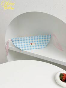 Korean Ins Style Drawstring Tissue Box, Blue & White Plaid Fabric Storage Bag, Atmosphere Decor For Desk, Suitable For Coffee Table, Dining Table, Car - Simple & Fashionable Home Essential - Multicolor - View 3