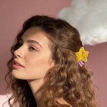 1个可爱彩虹星星发爪夹，萌萌的半扎马尾夹，卡通发饰，夏季沙滩发夹 - 彩色 - 查看 5