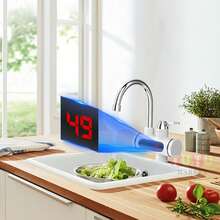 Grifo de calefacción, calentador de agua eléctrico de cocina, calentador de agua todo en uno, calentador de agua instantáneo, calentador de agua eléctrico para ducha, calentador de agua instantáneo con grifo de agua fría y caliente, grifo calentador de agua eléctrico sin tanque instantáneo de 110 V, grifo de calentamiento rápido, grifo de agua caliente giratorio de 360°, temperatura ajustable, visualización de temperatura en pantalla, fácil de instalar, adecuado para baño, cocina, grifo de casa, balcón, fregadero de RV, para lavar platos y verduras (blanco) - Blanco - Ver 5