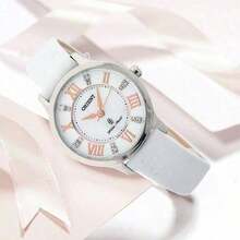 Orient 女士优雅水晶水钻石英模拟手表，休闲防水银色表壳，女士礼物 - 白色 - 查看 3