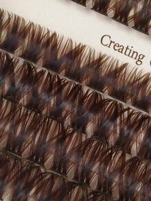 260片棕色D型卷翘三合一蓬松假睫毛套装，包含尖头、60D和80D三种卷翘度的假睫毛，长度分别为12-18mm和14-22mm，棕色尖头仙女睫毛簇，配有胶水、封层剂和镊子，可用于DIY尖头假睫毛嫁接，卡通睫毛簇，仿貂毛条纹睫毛，浓密睫毛簇，假睫毛簇，个性化假睫毛，假睫毛，节日礼物 - 棕色 - 查看 5