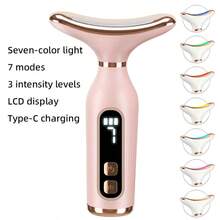 GANLAIX 1 pièce Appareil de beauté à lumière rouge et bleue, masseur facial portable pour le visage & le cou, outil de beauté rechargeable USB 500mAh avec chaleur & vibration, contrôle facile, cadeau de Noël et du Nouvel An - Multicolore - Voir 11