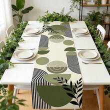 1 chiếc khăn trải bàn kiểu Bohemian họa tiết lá cây, màu xanh lá cây nhạt với họa tiết cây cọ nhiệt đới, họa tiết hình học trừu tượng kiểu trung cổ hiện đại, phù hợp cho bàn ăn nhà bếp kiểu nông thôn, trang trí tiệc ngày lễ. - xanh quân đội - Xem 1