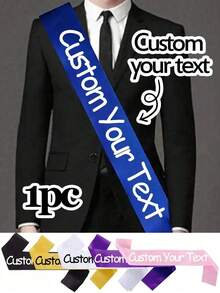 1pc Customized Text Satin Belt, Personalized Slogan Waist Belt, Customizable Birthday Belt, Customizable Single Party Belt, Ideal Gift For Him/Her, Suitable For Graduation Gift - Multicolor - View 6