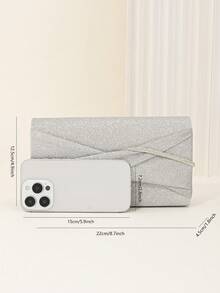 女士手拿包，晚宴手拿包，闪亮水晶褶皱手提包，亮片信封钱包，适合派对女士，完美适用于派对、婚礼、舞会、晚宴，是送给女士的最佳礼物，亮片晚宴钱包，派对和舞会手提包 - 銀色 - 查看 7