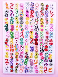 1set Random Heart & Letter Design Stud Earrings - Multicolor - View 6