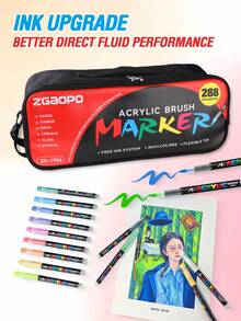1 قطعة أقلام تحديد أكريليك 288/168/120/72/60/48/36/24/12 لون، حبر سائل بطرف ناعم، غير شفاف، مقاوم للماء، قابل للمزج، لإمدادات الرسم والغرافيتي DIY - علامات الاكريليك - مشاهدة 9