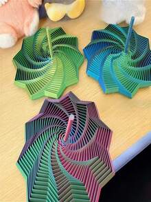 1/2个3D打印螺旋塔，附赠礼品袋，闪亮胡萝卜塔，多边形3D旋转塔，放松桌面摆件，减压道具，办公室装饰，生日礼物，解压玩具，抗压玩具，派对礼品，放松玩具 - 彩色 - 查看 6