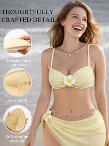 1 Pair Women Double-Sided Invisible Adhesive Bra Pads, Silicone Sticky Push-Up Chest Padding Inserts, Reusable Waterproof Thickened Bra Pads For Bikini, Swimwear & Summer Outfits - Multicolor - View 5