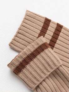 4 pares de calcetines de rayas hasta la rodilla, calcetines de estilo escolar minimalista y versátil para niños - Multicolor - Ver 5