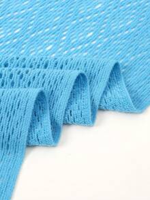 1 Stück Damen einfarbiger dreieckiger Quasten gestrickter Schal, minimalistischer Schal für Herbst/Winter - Himmelblau - Übersicht 5