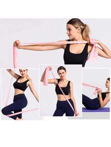 一套健身瑜伽组合套装 - 包括深蹲提臀圈、阻力带、瑜伽球、肩部伸展器和背部拉伸带 - 粉色 - 查看 6