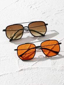 2pcs Women's Mirrored Aviator Frame Boho Style Fashion Outdoor Protective Travel Daily Accessories - 2 chiếc Đen Cam - Xem 6