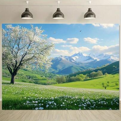 1 Large Artificial Lawn Background Cloth _ Realistic Green Football Field, With White Brick Wall, Polyester Material, Very Suitable For Birthday Party Sports Event Studio Props, (Multiple Sizes Available) Various Styles To Choose From.