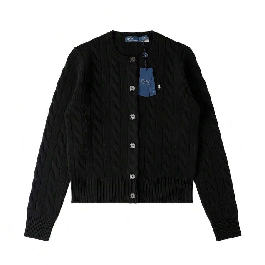 Polo Ralph Lauren Classic Embroidered Wool Cardigan ,Women's Knitwear - Hitam - View 1