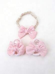 1 đôi tất cotton màu hồng khoét lỗ cho bé gái và 1 băng đô công chúa, thích hợp cho bé gái 0-12 tháng tuổi chụp ảnh, mùa xuân/hè. - Nhiều màu - Xem 3