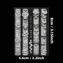 1pc Cyberpunk Skull, Cross, Snake, Rose Flower 3D Nail Art Mold, Transparent Silicone Nail Mold - Clear - View 12